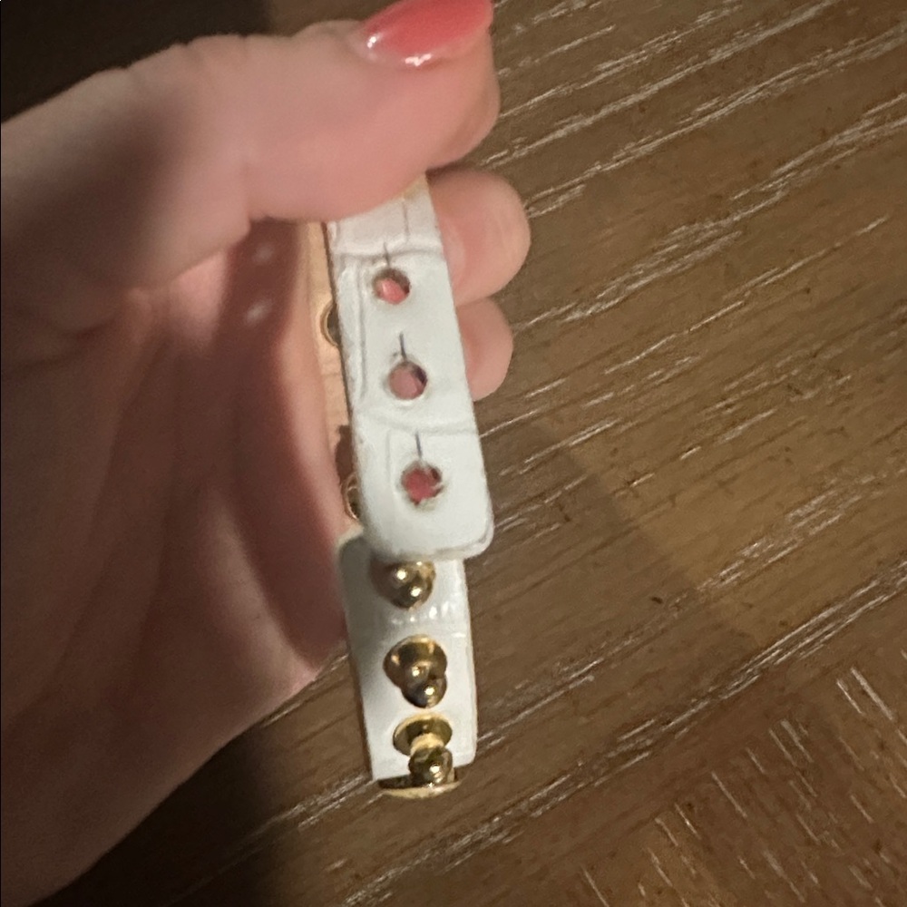 Leather Bracelet by Rustic Cuff White and Gold Logo Bracelet - Picture 2 of 4